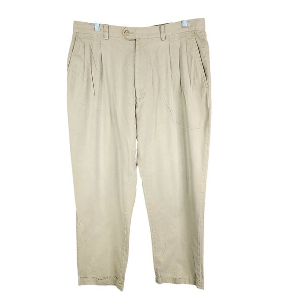 Mens Beige John W Nordstrom Dress Pants Pleated Hi Rise Size 35x32 - Picture 1 of 10